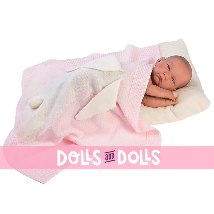 Compléments pour poupées Llorens 42 cm - Couverture petit lapin rose