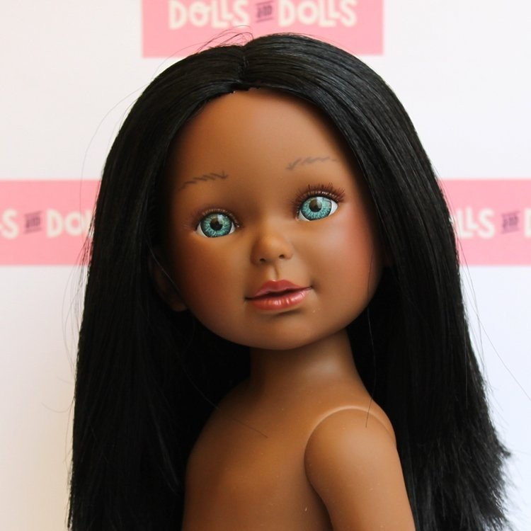 Poupée Vestida de Azul 33 cm - Paulina afro-américaine aux cheveux lisses sans vêtements