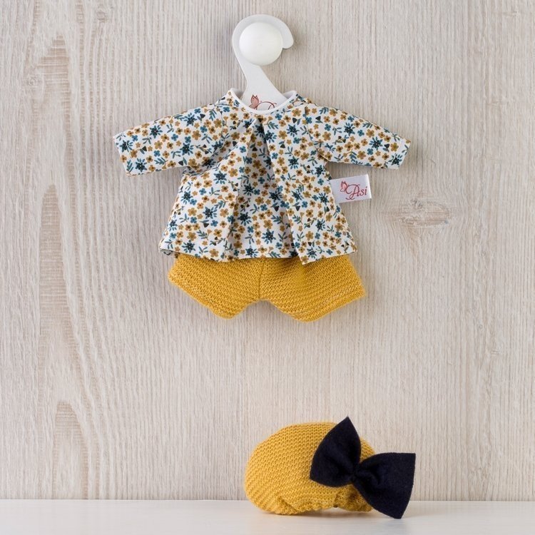 Tenue pour poupée Así 20 cm - Ensemble chemise à fleurs et pantalon moutarde pour poupée Bomboncín