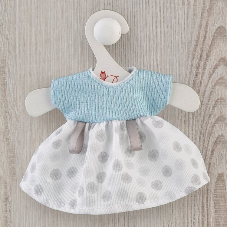Tenue pour poupée Así 20 cm - Robe en maille bleue et piqué blanc et gris pour poupée Cheni