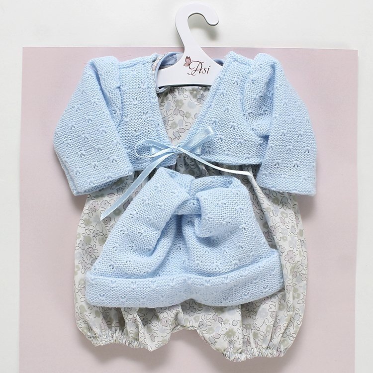 Tenue pour poupée Así 36 cm - Barboteuse imprimée de fleurs avec veste bleue pour Koke