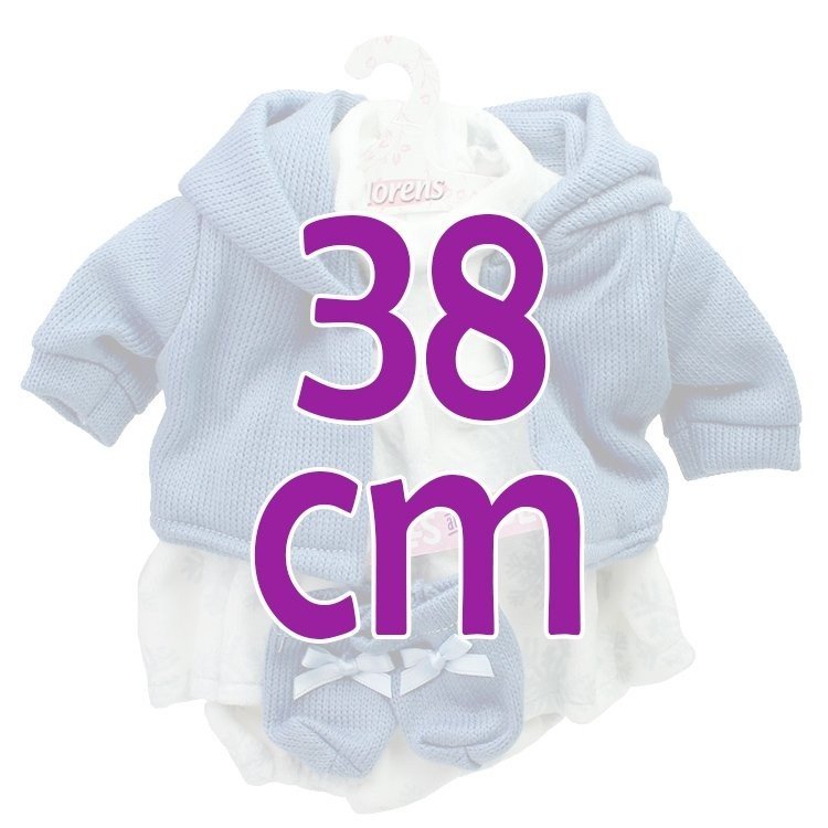 Vêtements pour poupées Llorens 38 cm - Robe imprimée flocons de neige avec veste bleue