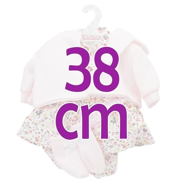 Vêtements pour poupées Llorens 38 cm - Robe imprimée fleurie avec veste rose