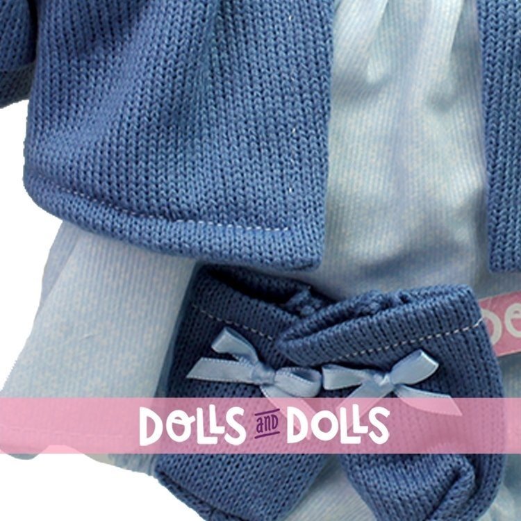 Vêtements pour poupées Llorens 38 cm - Robe imprimée fleurs avec veste bleue