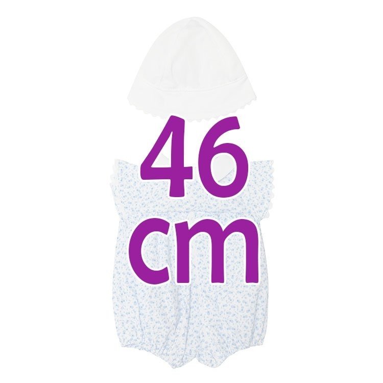 Tenue pour poupée Así 46 cm - Barboteuse fleurs bleu clair pour poupée Leo