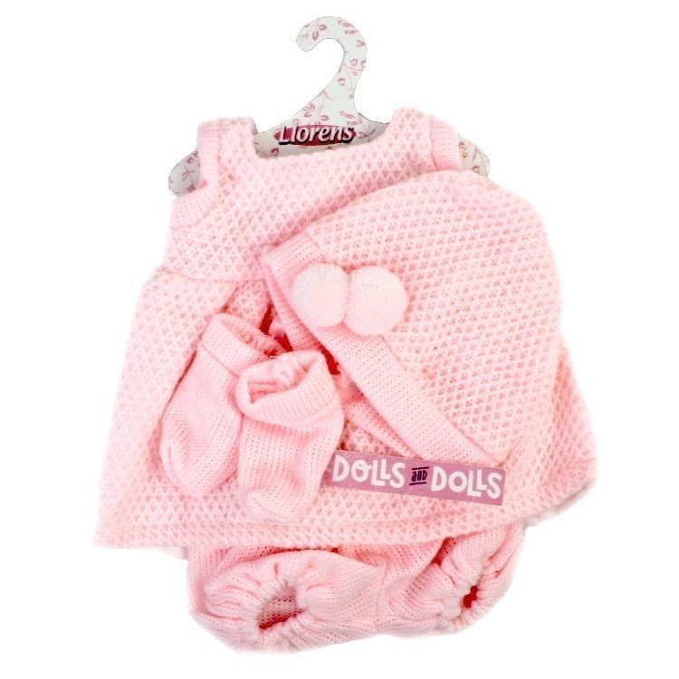 Vêtements pour poupées Llorens 35 cm - Ensemble rose avec robe, chapeau et chaussons