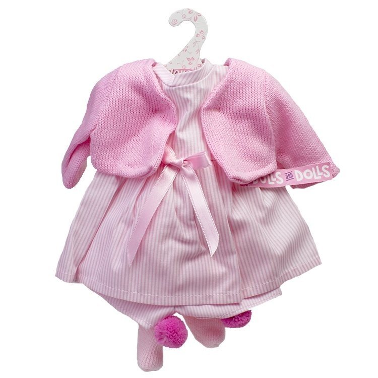 Vêtements pour poupées Llorens 35 cm - Ensemble imprimé rayures roses