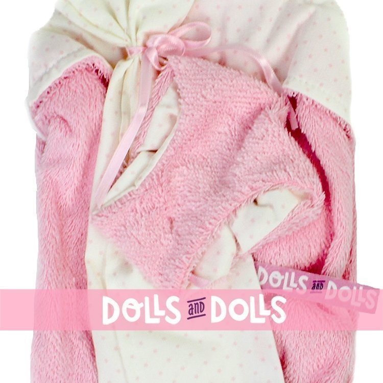 Vêtements pour poupées Llorens 35 cm - Ensemble rose avec capuchon serviette, drap et couche