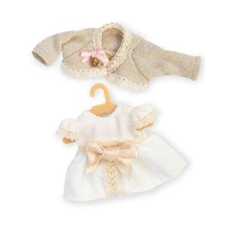 Accessoires pour poupée Barriguitas Classic 15 cm - Vêtements sur cintre - Robe blanche avec veste beige