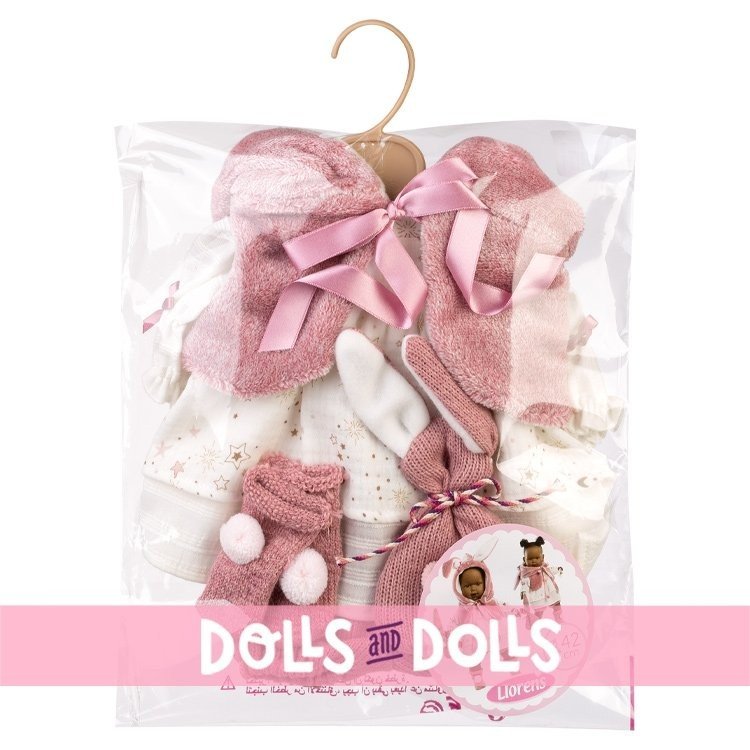 Vêtements pour poupées Llorens 42 cm - Robe avec étoiles et capuche lapin, chaussettes et dou-dou