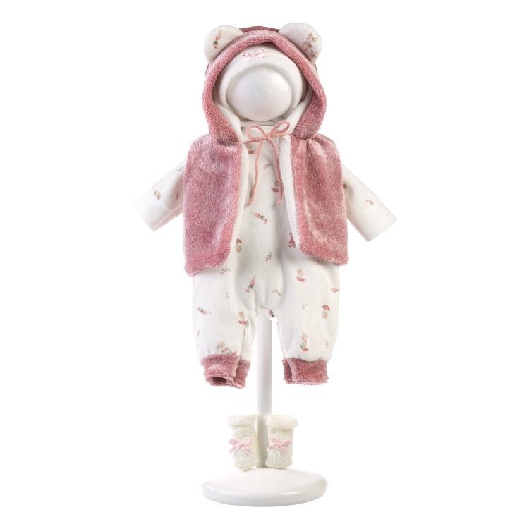 Vêtements pour poupées Llorens 42 cm - Pyjama, gilet à capuche avec oreilles et chaussons