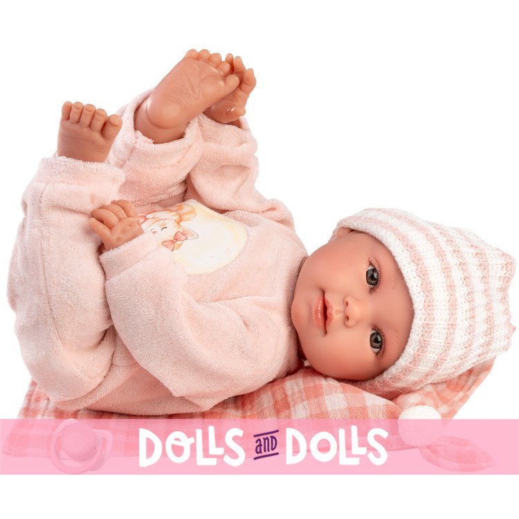Poupée Llorens 38 cm - Olivia crybaby avec un body à motif chaton