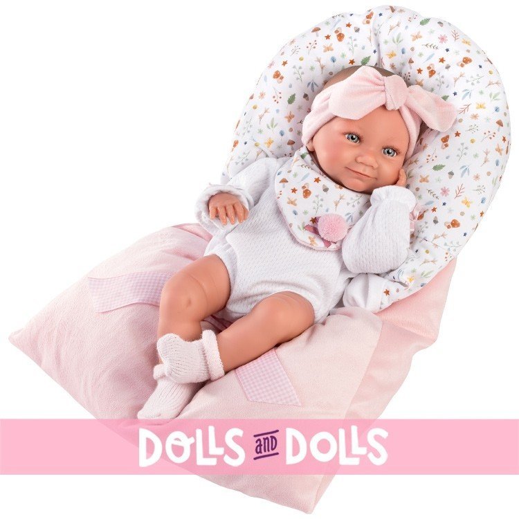 Poupée Llorens 40 cm - Tina nouveau-né avec un sac de couchage rose