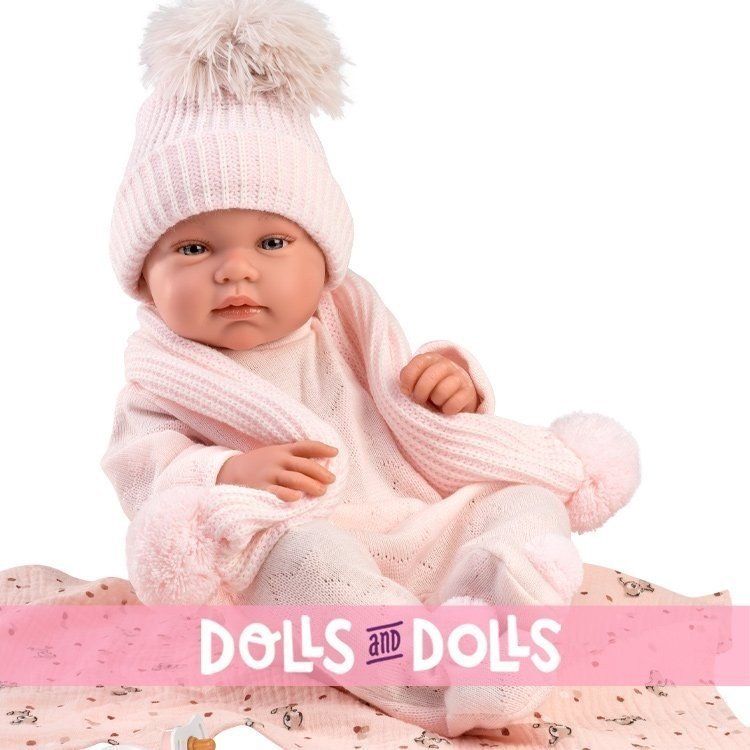 Poupée Llorens 43 cm - Tina nouveau-né avec serviette bambi rose