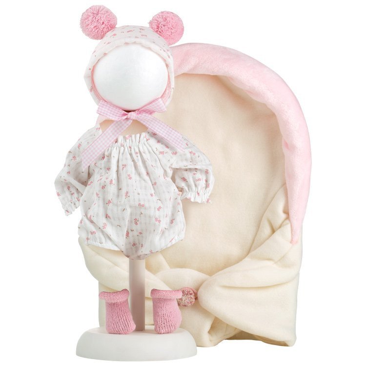 Vêtements pour poupées Llorens 35 cm - Robe blanche à carreaux fleuris avec porte-bébé