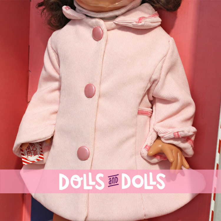 Poupée Mariquita Pérez 50 cm - Robe à carreaux avec manteau rose
