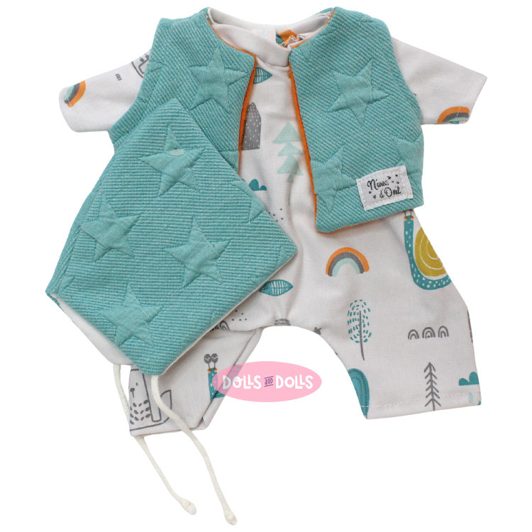 Vêtements pour poupées Nines d'Onil 37 cm - Joy - Grenouillère avec gilet et bonnet