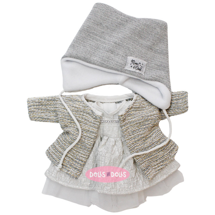 Vêtements pour poupées Nines d'Onil 30 cm - Mia - Robe blanche avec une veste et un bonnet