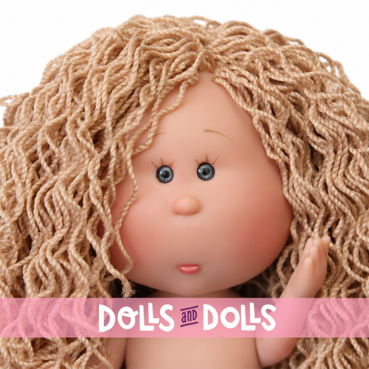 Poupée Nines d'Onil 23 cm - Little Mia aux cheveux blonds laineux - Sans vêtements