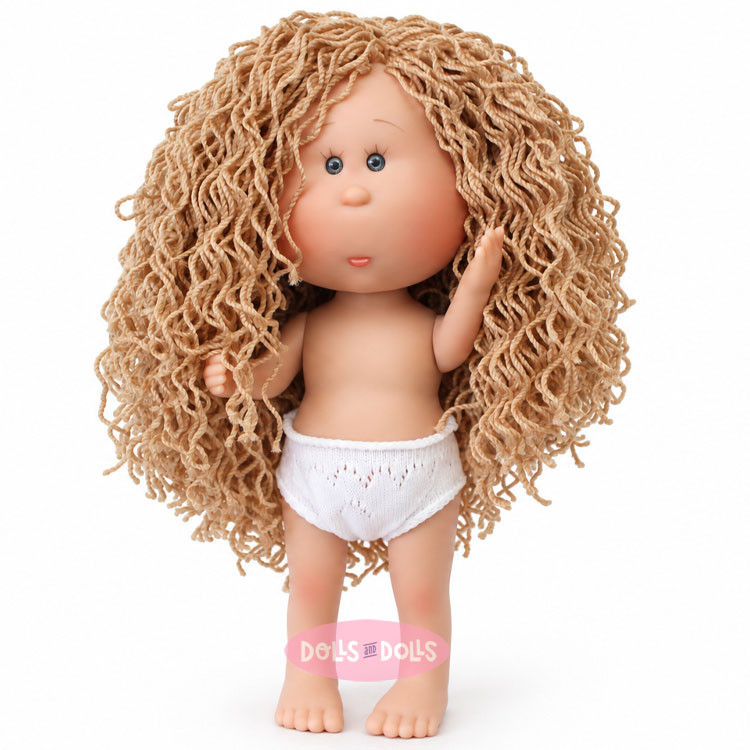 Poupée Nines d'Onil 23 cm - Little Mia aux cheveux blonds laineux - Sans vêtements