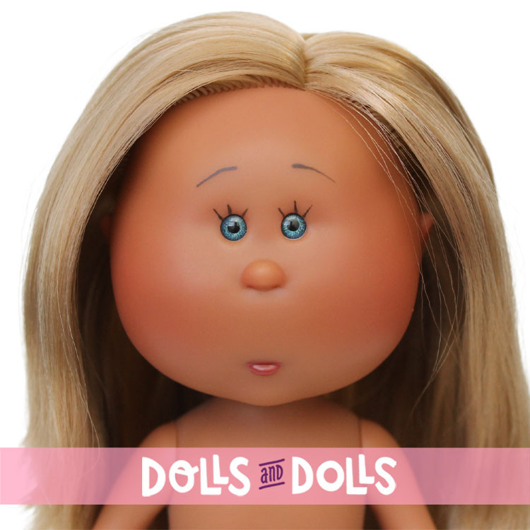 Poupée Nines d'Onil 23 cm - Little Mia aux cheveux blonds et raides et aux yeux bleus - Sans vêtements