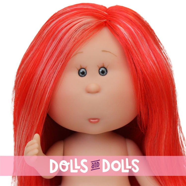 Poupée Nines d'Onil 23 cm - Little Mia aux longs cheveux roux lisses avec des mèches - Sans vêtements