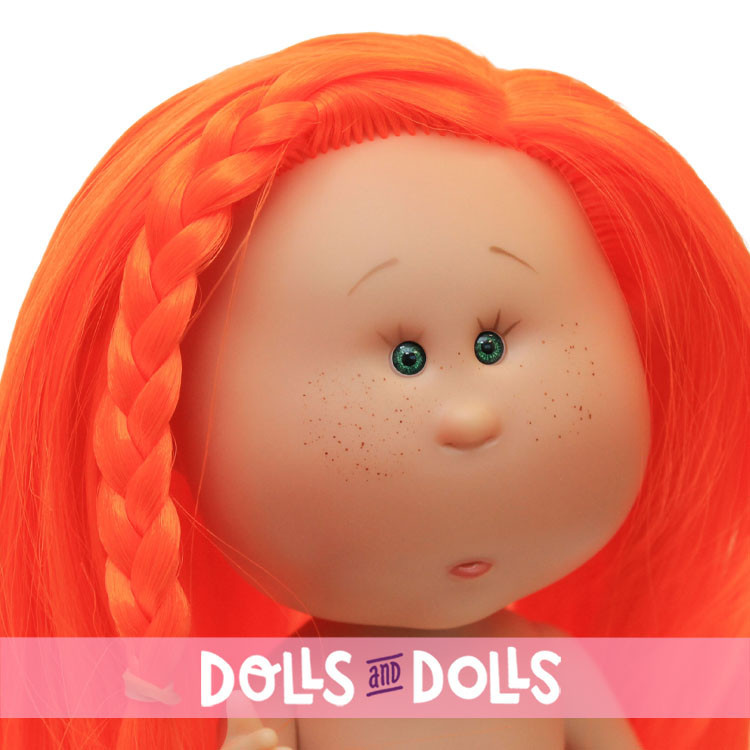 Poupée Nines d'Onil 30 cm - Mia aux cheveux lisses orange et tressés - Sans vêtements