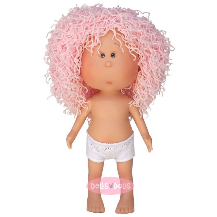 Poupée Nines d'Onil 30 cm - Mia aux cheveux laineux roses - Sans vêtements