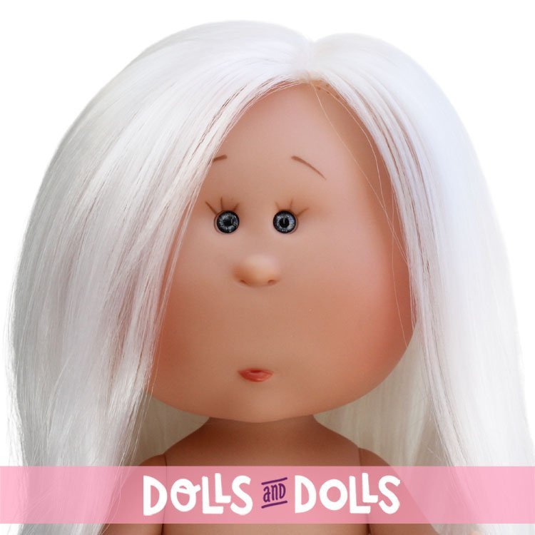 Poupée Nines d'Onil 30 cm - Mia aux cheveux blancs et raides - Sans vêtements