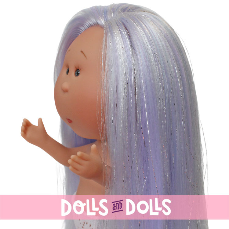 Poupée Nines d'Onil 30 cm - Mia aux cheveux multicolores avec mèches - Sans vêtements