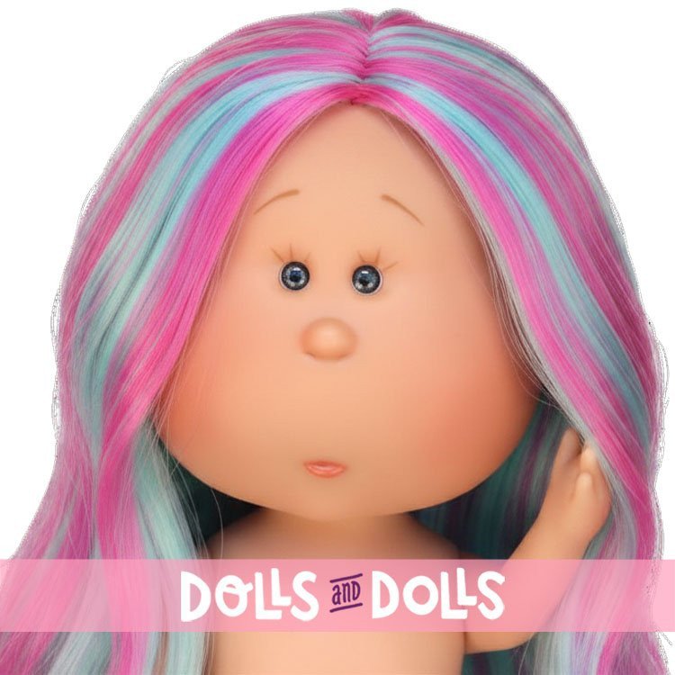 Poupée Nines d'Onil 30 cm - Mia aux cheveux raides multicolores - Sans vêtements