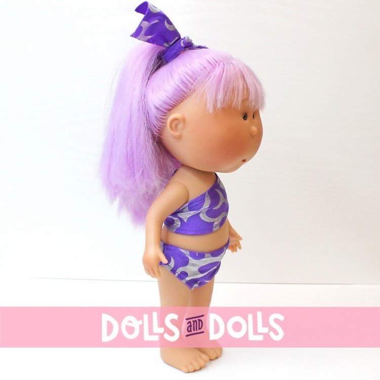 Poupée Nines d'Onil 30 cm - Mia summer avec des cheveux lilas et un maillot de bain