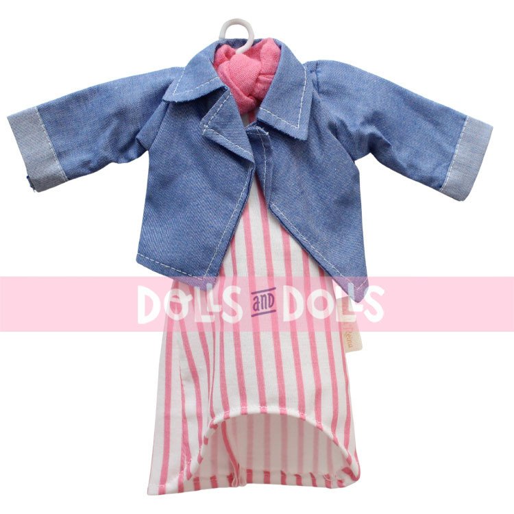 Ensemble pour poupée Paola Reina 32 cm - Las Amigas Funky - Roxana - Robe à rayures roses et veste en jean