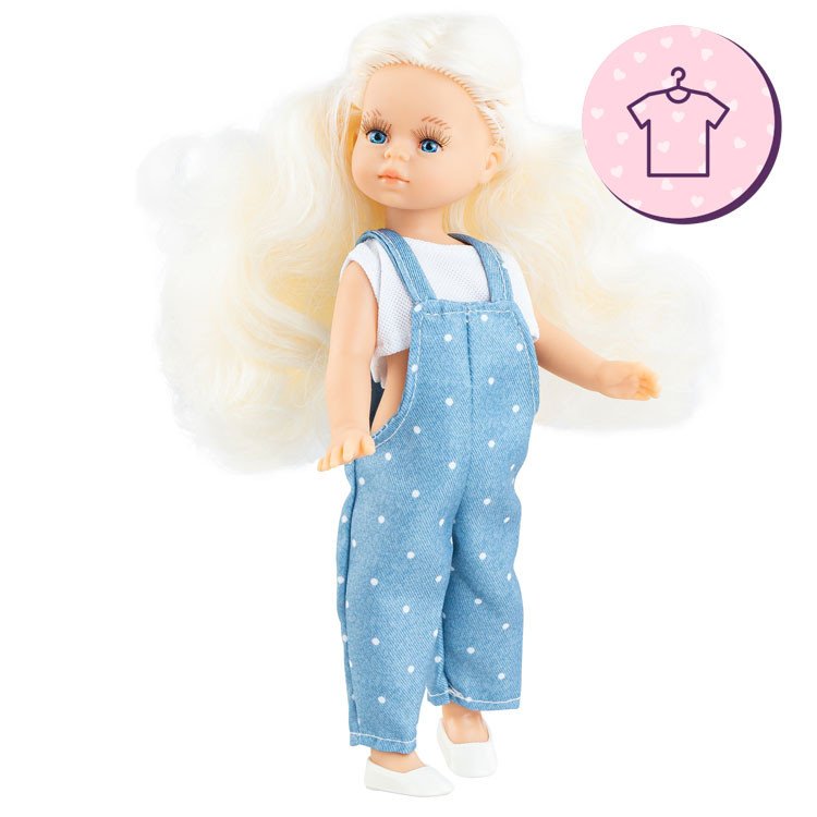 Ensemble pour poupée Paola Reina 21 cm - Las Miniamigas - Noelia - Pichi en denim à pois et top blanc