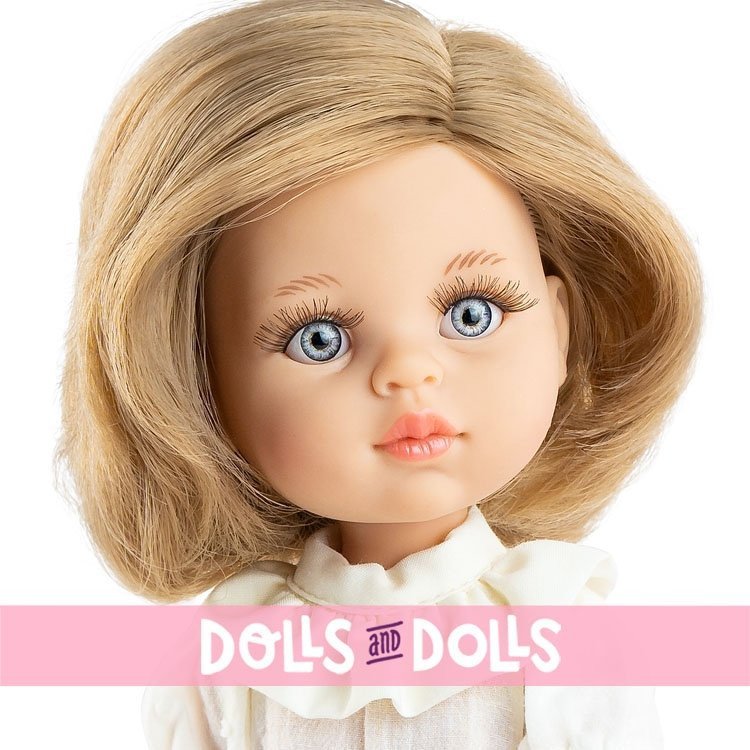 Poupée Paola Reina 32 cm - Las Amigas Articulée - Carla en robe blanche brodée de fleurs