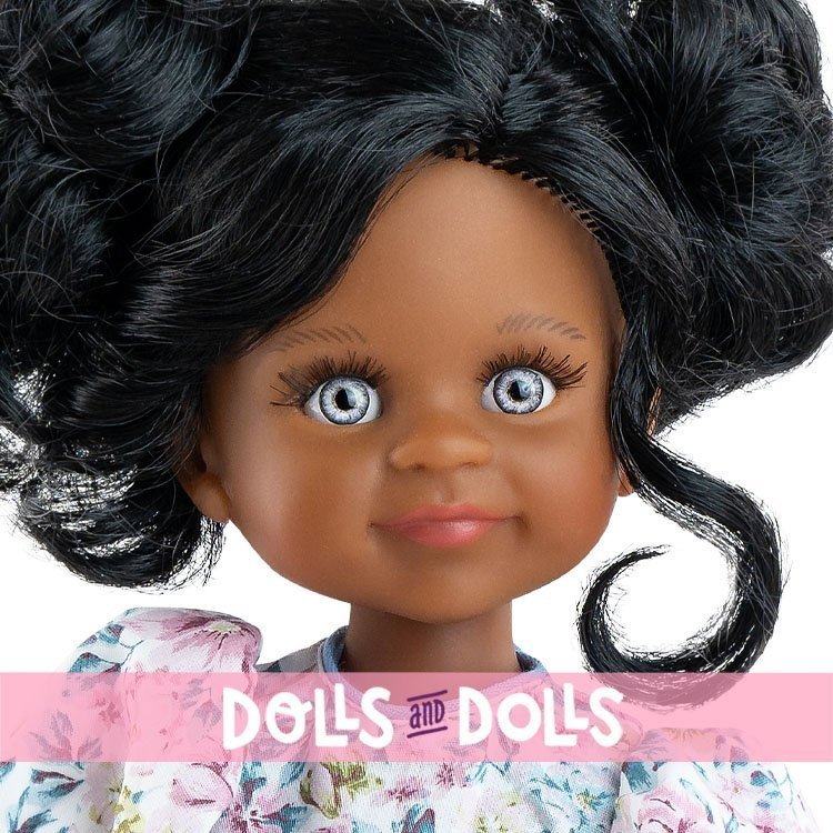 Poupée Paola Reina 32 cm - Las Amigas - Cleo avec une robe à fleurs bleues et des chaussures bleues