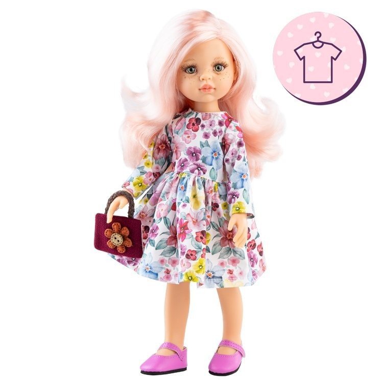 Ensemble pour poupée Paola Reina 32 cm - Las Amigas - Robe Rosa à fleurs et sac