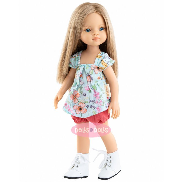 Poupée Paola Reina 32 cm - Las Amigas - Roxana en robe bleue à fleurs