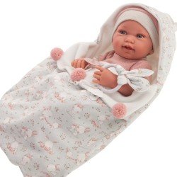 Poupée Antonio Juan 42 cm - Pipa nouveau-né avec sac de couchage lapin