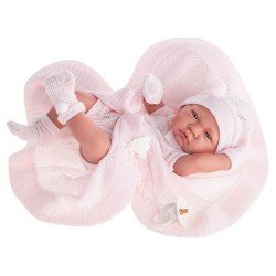 Poupée Antonio Juan 42 cm - Fille nouveau-née avec couverture tricotée