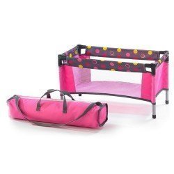 Berceau de voyage pour poupées jusqu'à 45 cm - Bayer Chic 2000 - Fuchsia et pois