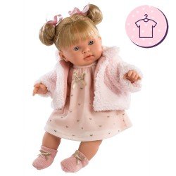 Vêtements pour poupées Llorens 42 cm - Robe coeur rose avec veste et chaussons