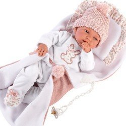 Poupée Llorens 44 cm - Newborn Crying Tina avec oreiller et matelas à langer