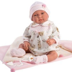 Poupée Llorens 44 cm - Newborn Crying Tina avec sac de couchage-sac