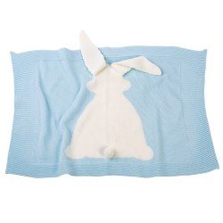 Compléments pour poupées Llorens 42 cm - Couverture petit lapin bleu clair