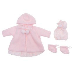 Tenue pour poupée Así 46 cm - Robe en maille rose avec duffle-coat, bonnet et bottines pour Leo