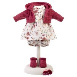 Vêtements pour poupées Llorens 33 cm - Robe à fleurs avec veste marron