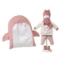 Vêtements pour poupées Llorens 43 cm - Pyjama imprimé pingouin, écharpe, bonnet, grenouillère et coussin pingouin