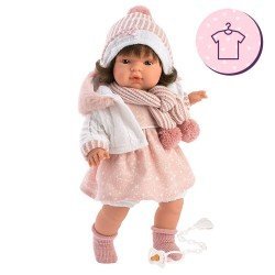 Vêtements pour poupées Llorens 38 cm - Robe rose avec veste, bonnet, écharpe et chaussettes