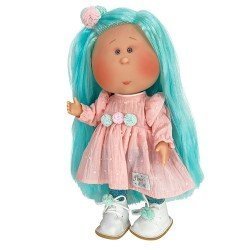 Poupée Nines d'Onil 30 cm - Mia aux cheveux bleus et robe rose